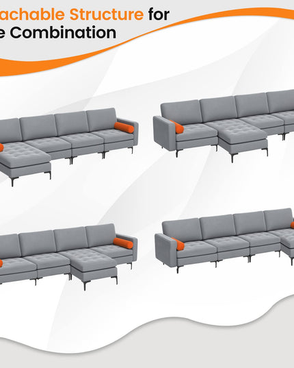 Giantex Sectional Sofa Couch, Convertible Sleeper with 2 or 1 USB Ports Socket