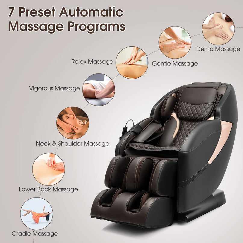 Giantex Massage Chair Full Body - Zero Gravity SL-Track Electric Massage Recliner with Voice Control, Blue-Tooth Speaker