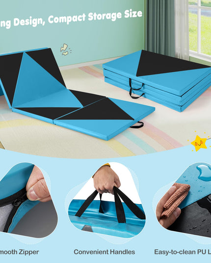 Giantex 4'x10' Gymnastics Mat, 2" Thick Folding Tumbling Mat with Carrying Handles