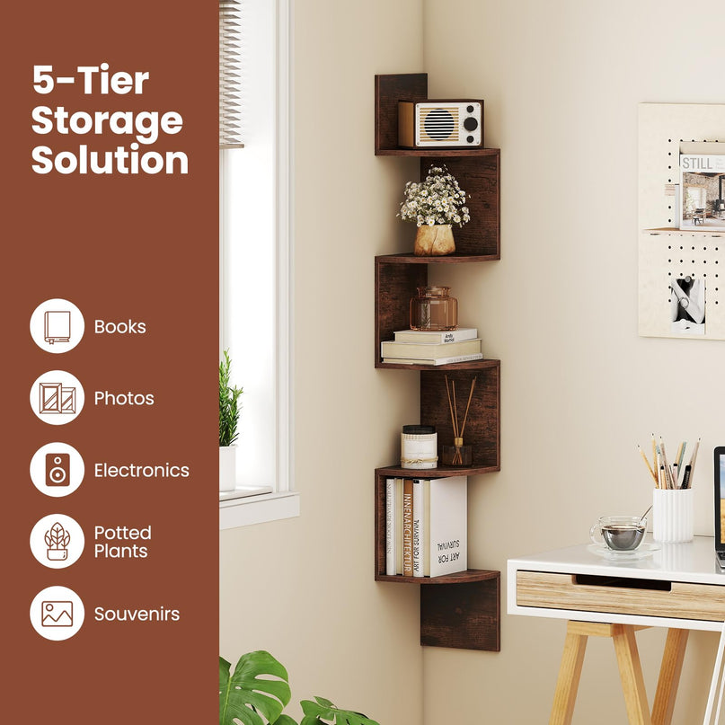 Giantex Corner Shelf Wall Mounted for Living Room