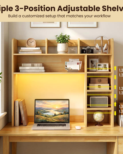 Giantex 35.5" Desktop Bookshelf with LED Lights