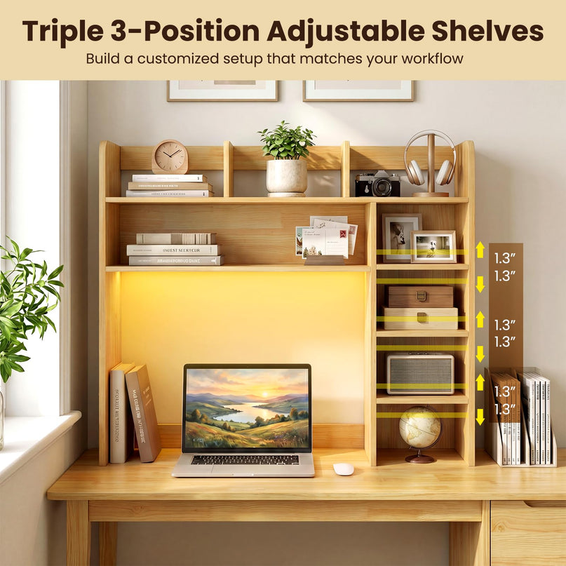 Giantex 35.5" Desktop Bookshelf with LED Lights