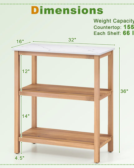 Giantex 3 Tier Outdoor Potting Bench with Faux Marble Tabletop
