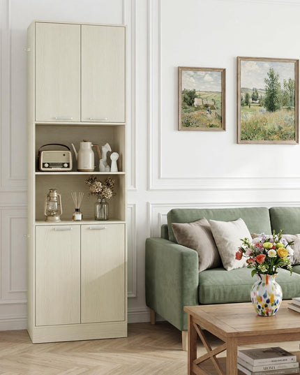 Giantex 75'' Tall Freestanding Cupboard with Doors & Shelves