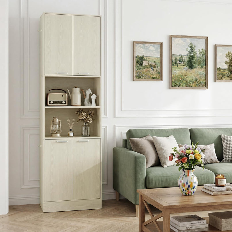 Giantex 75'' Tall Freestanding Cupboard with Doors & Shelves