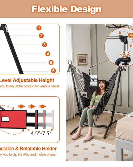 Giantex Hanging Swing with Stand - Hammock Chair with Phone Holder
