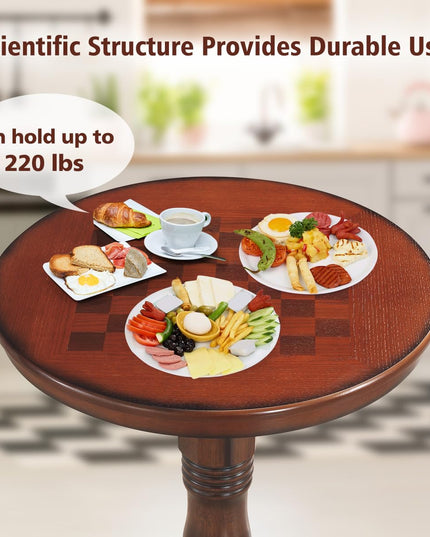 Giantex Table 30" D X 41.5" H Wooden Round Pub Pedestal Side Table W/Chessboard