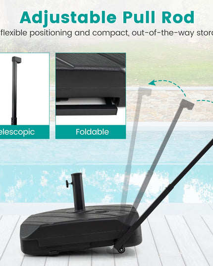 Giantex Rolling Patio Umbrella Base with Wheels and Pull Rod
