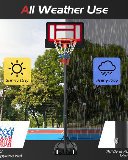Giantex Portable Basketball Hoop, 4.3 FT-8.2 FT Stepless Height Adjustable Basketball Goal System for Kids Teenagers Youth