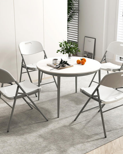 Giantex 4/8/12-Pack Plastic Folding Chairs, HDPE Waiting Room Chairs w/Metal Frame