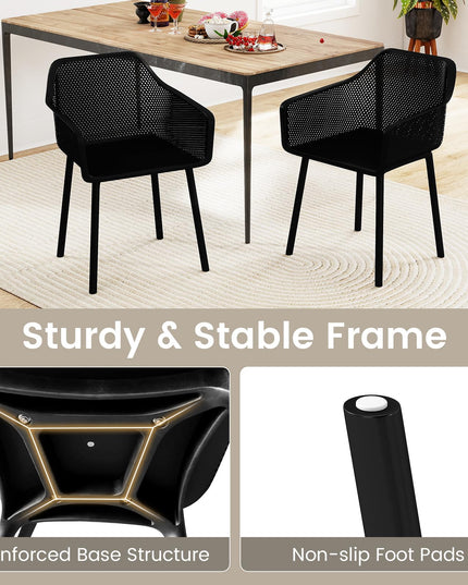 Giantex Plastic Dining Chairs w/Breathable Mesh Backrest Wide Seat Sturdy Supporting Legs