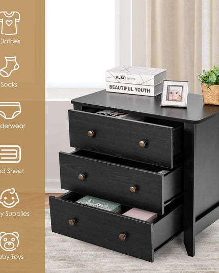 Giantex Modern Simple Dresser 3-Drawers Chest with Solid Curved Legs