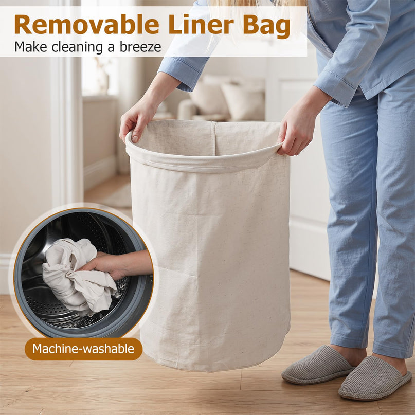 Giantex Bamboo Laundry Hamper with Zippered Lid