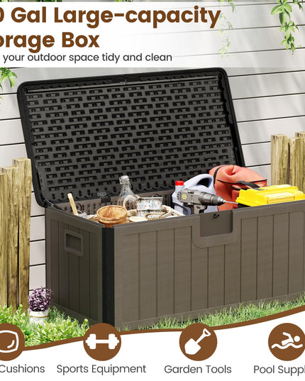 Giantex 100 Gallon Deck Box with Lockable Lid for Patio Furniture Cushions