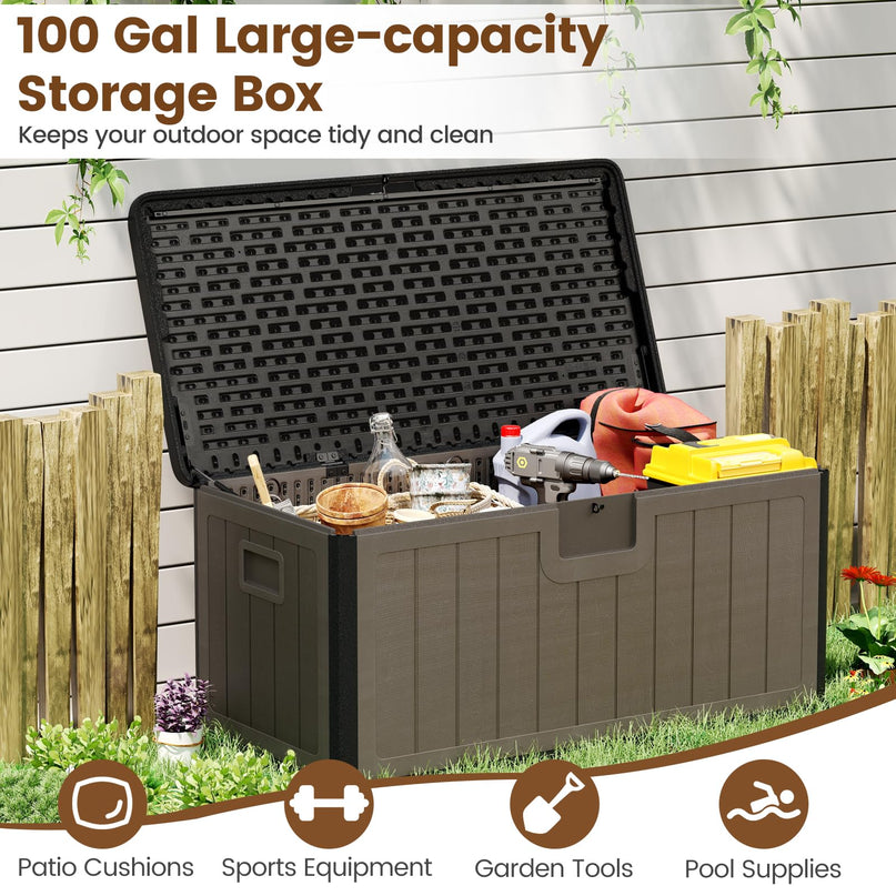 Giantex 100 Gallon Deck Box with Lockable Lid for Patio Furniture Cushions
