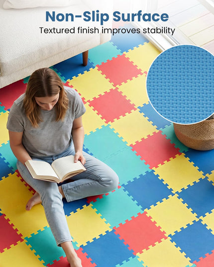 Giantex 0.4" Thick Non-Slip Interlocking Exercise Mat with Borders