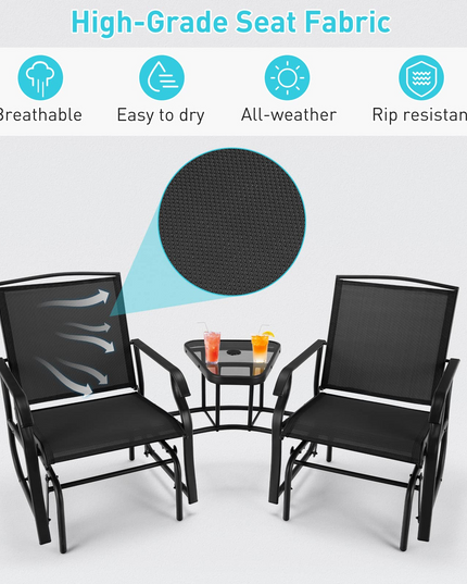 Chaises planeur d'extérieur Giantex avec table et trou pour parasol
