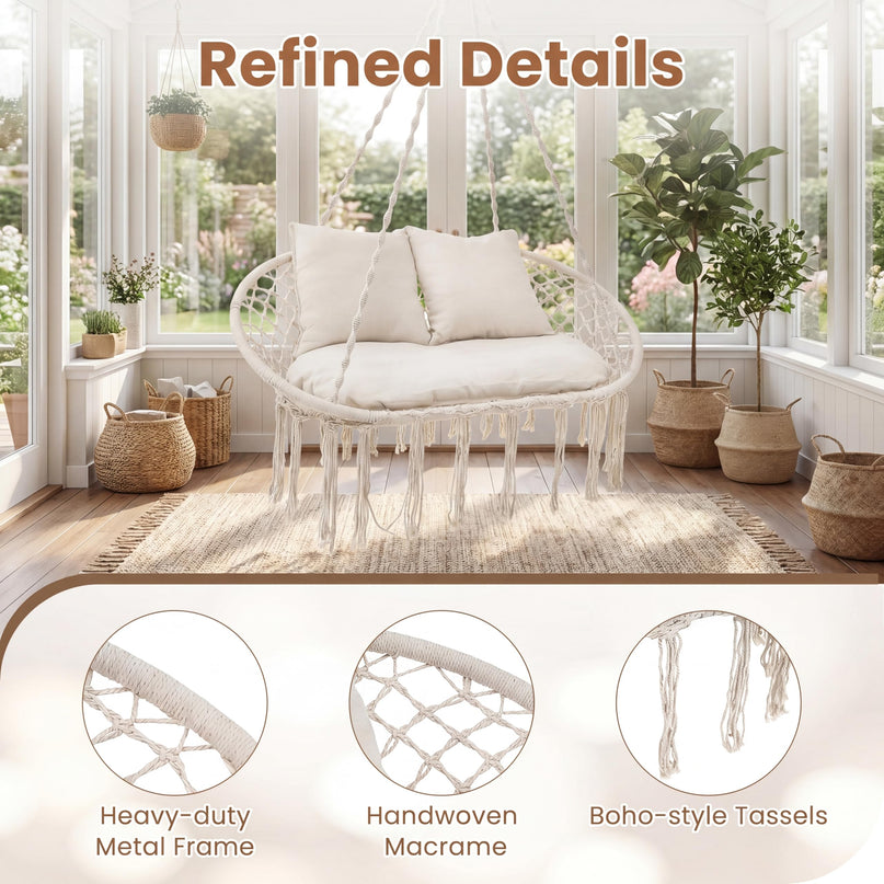 Giantex Double Hammock Chair with Cushions