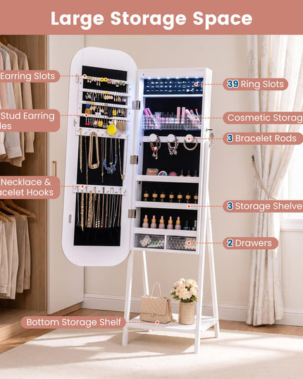 CHARMAID 3-in-1 Jewelry Cabinet Standing, Wall Mount & Over the Door