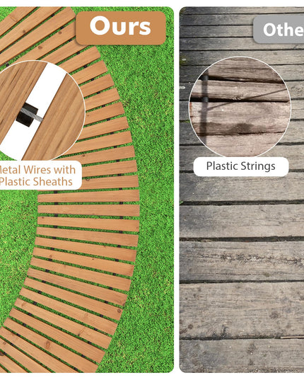 Giantex Garden Pathway Roll Up - 7ft Curved Wood Walkway 17 inch Width