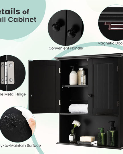 Giantex Bathroom Wall Mounted Cabinet - Storage Cabinet w/Adjustable Shelf