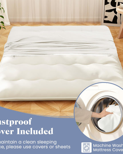 Giantex Japanese Floor Mattress, 4 Inch Futon Mattress with Washable Cover & Storage Bag