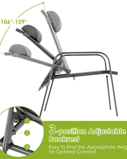 Giantex Stackable Patio Chairs with Adjustable Backrest Headrest, 3 Pieces