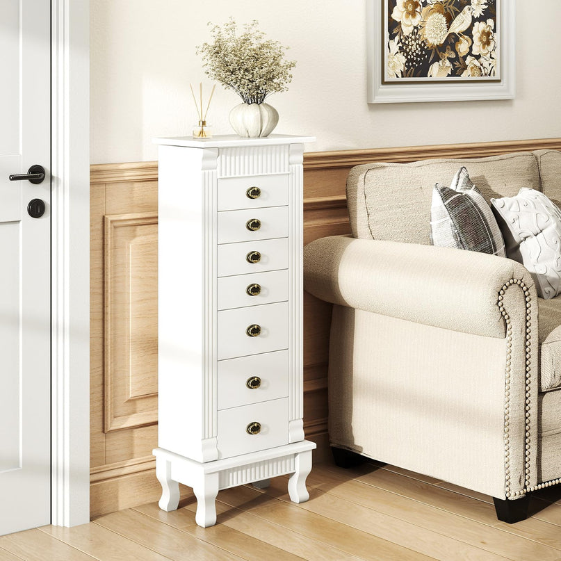 Giantex Standing Jewelry Cabinet with 7 Drawers