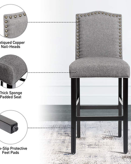 Counter Height Dining Side Barstools, w/ Thick Cushion
