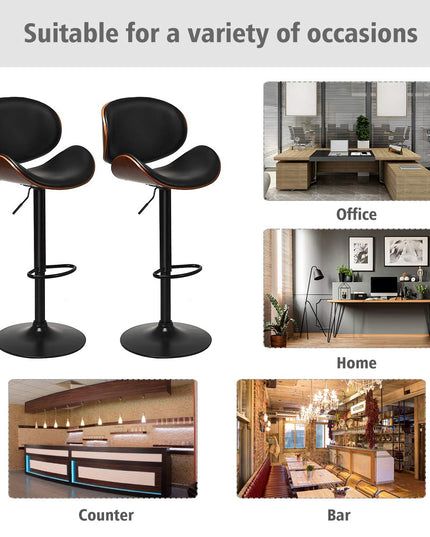 Giantex Bar Stools Set of 2, Adjustable Swivel Barstools with Back