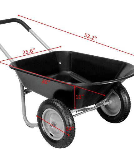Giantex 2 Tire Wheelbarrow Yard Garden Cart 330Lbs Load Capacity