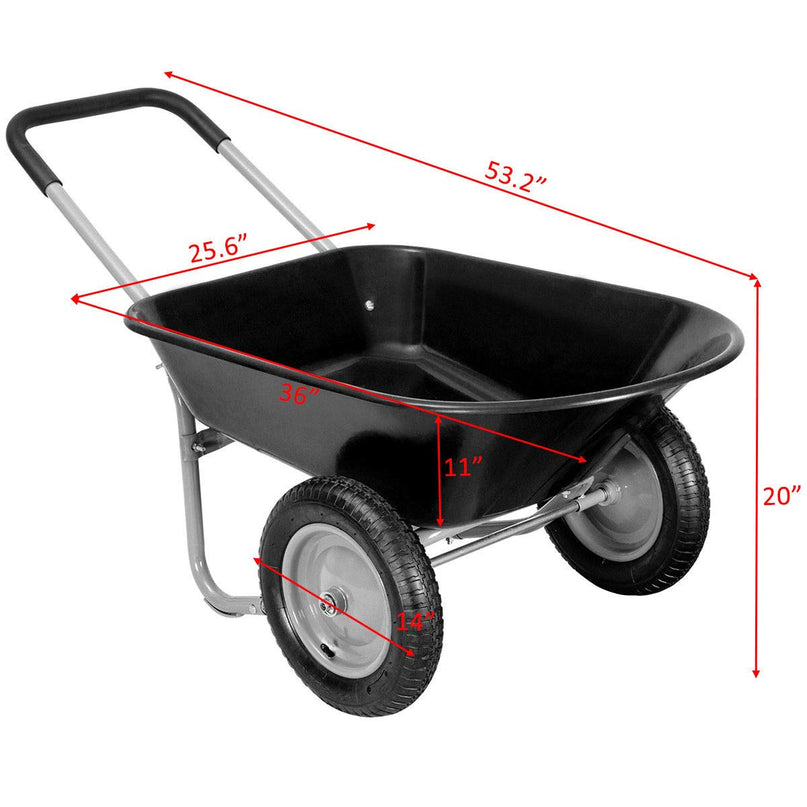 Giantex 2 Tire Wheelbarrow Yard Garden Cart 330Lbs Load Capacity