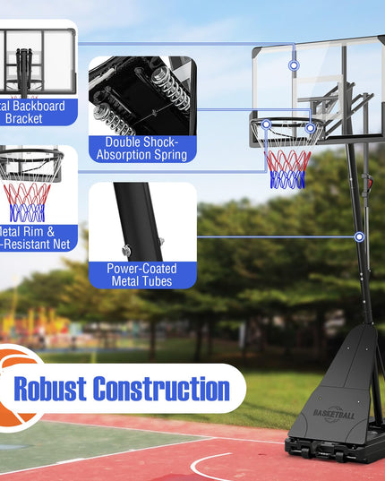 Giantex Portable Basketball Hoop Outdoor - 4.9-10 FT Height Adjustable Basketball Goal System