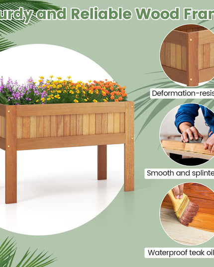 Giantex Wooden Raised Garden Bed, Solid Wood Elevated Planter Box w/Legs, 35”Lx 16”Wx24”H