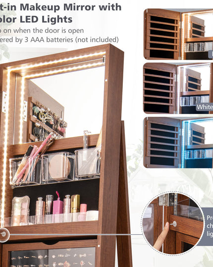 Jewelry Armoire, Walnut - Giantex