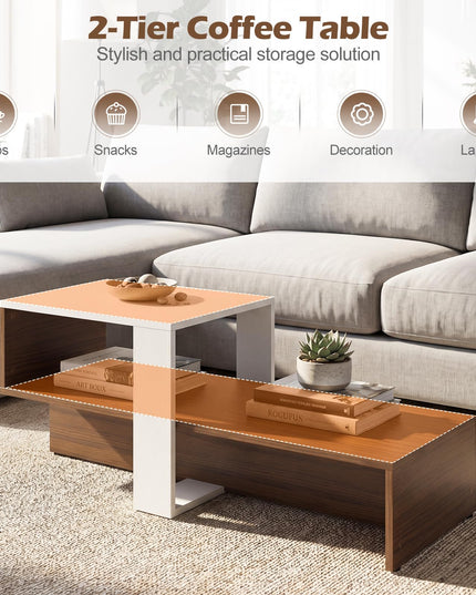 Giantex 31.5" Small Coffee Table with Storage