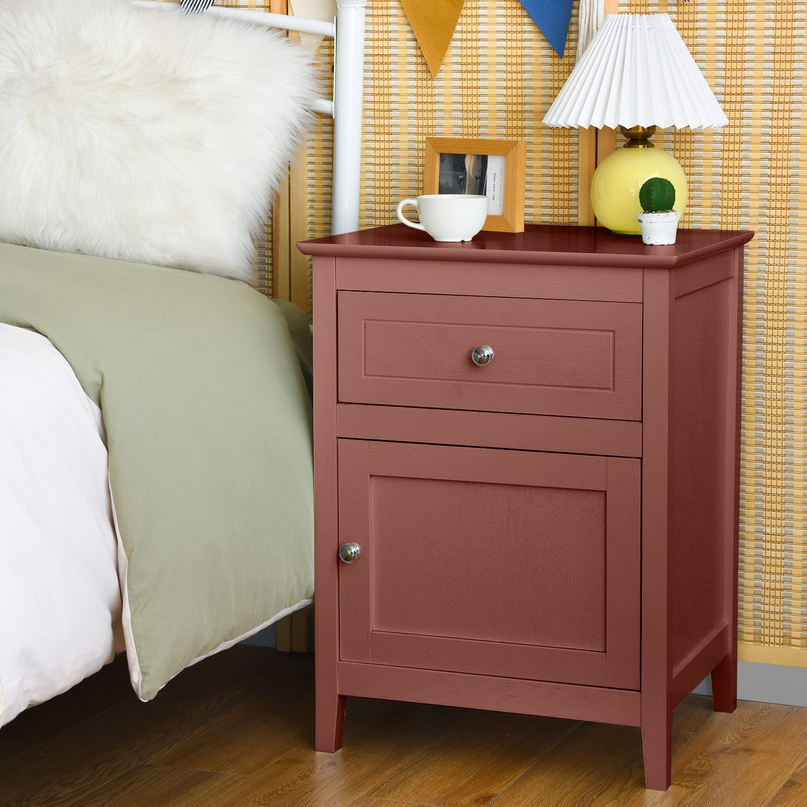 Wooden End Table W/Shelf - Giantex