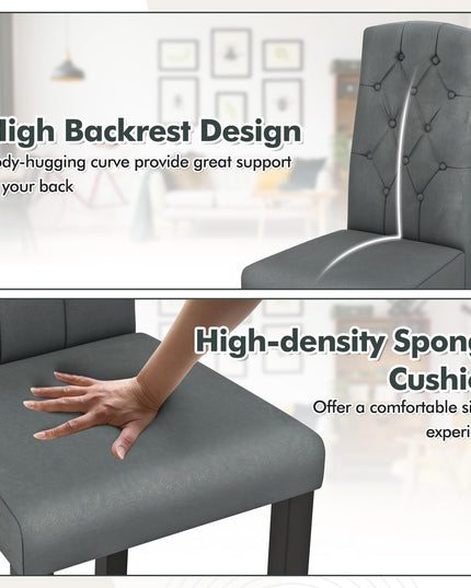 Giantex Modern Dining Chairs, Tufted Fabric Dining Room Chairs w/High Backrest, High-density Sponge Cushion