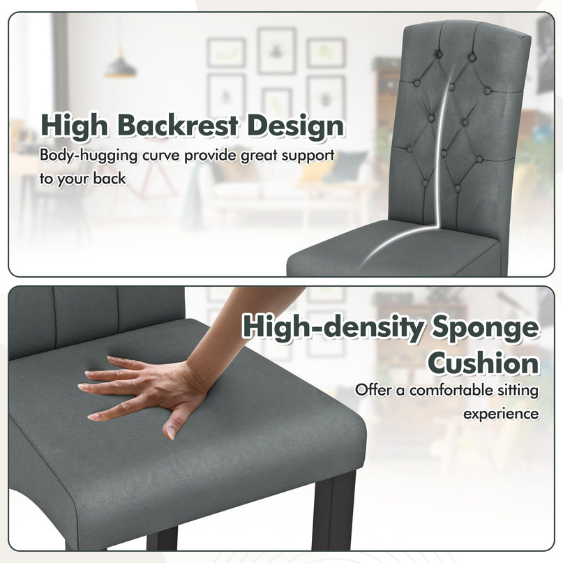 Giantex Modern Dining Chairs, Tufted Fabric Dining Room Chairs w/High Backrest, High-density Sponge Cushion