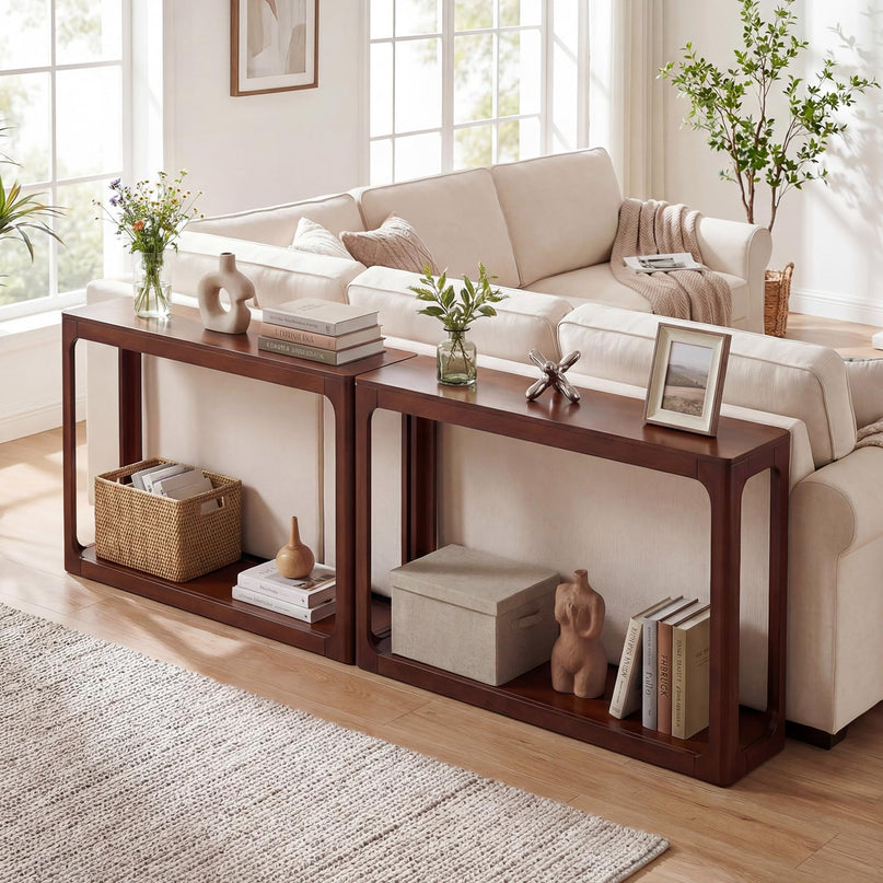 Console en bois Giantex de 119 cm avec cadre en bois d'hévéa massif