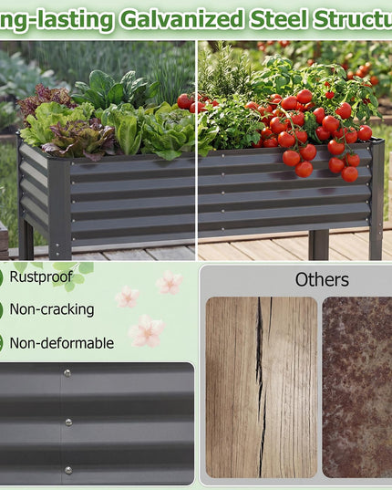 Giantex 46"x24"x31" Galvanized Raised Garden Bed with Legs (1/2)