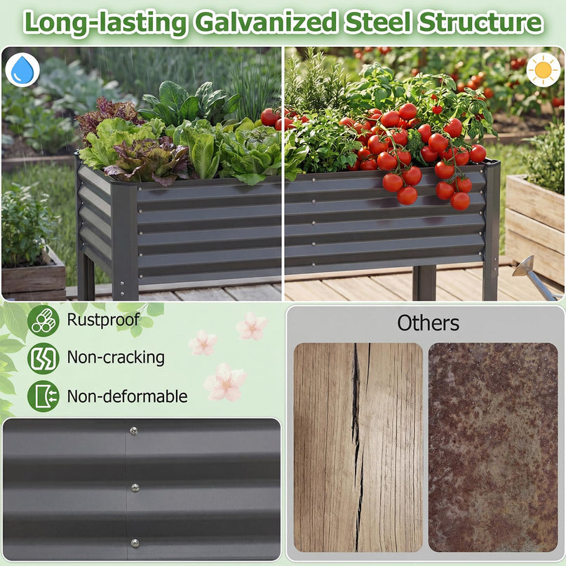 Giantex 46"x24"x31" Galvanized Raised Garden Bed with Legs (1/2)