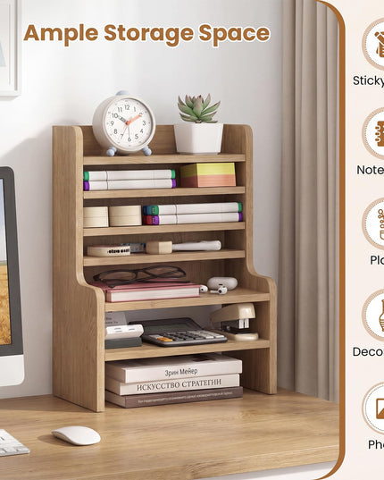 Giantex Wooden 6 Tier Storage Rack with 2 Removable Shelves