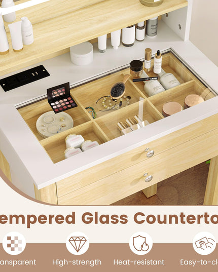 Small Vanity Desk with Mirror and Lights