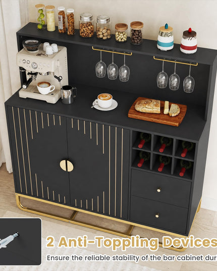 GIANTEX Home Bar Cabinet w/Wine Rack