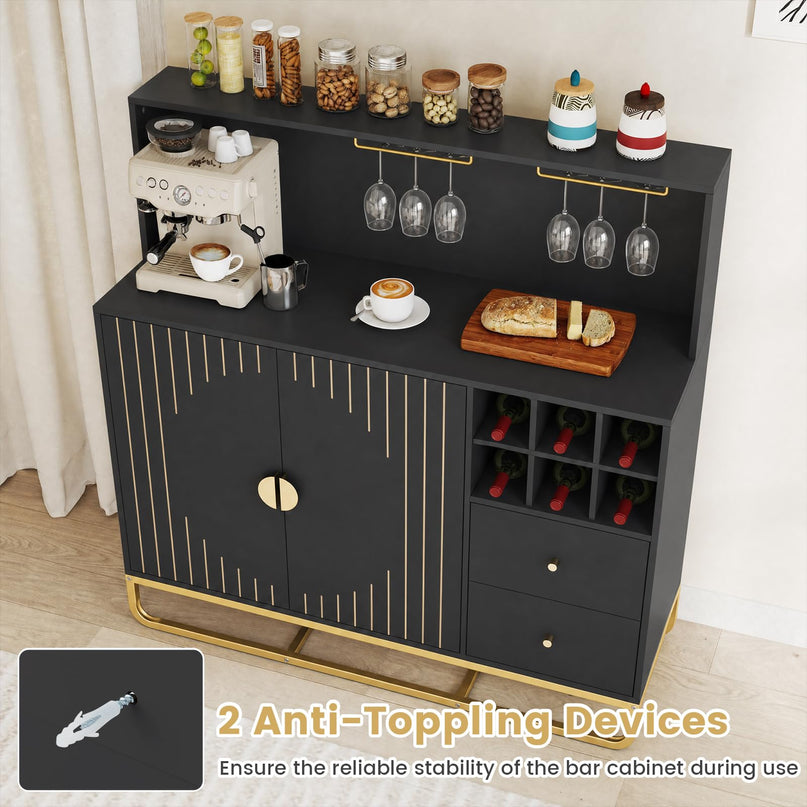 GIANTEX Home Bar Cabinet w/Wine Rack