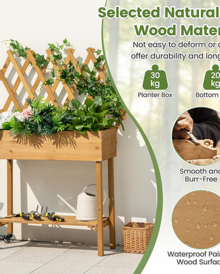 Giantex Raised Garden Bed on Wheels, Rolling Planter Boxes with Trelli