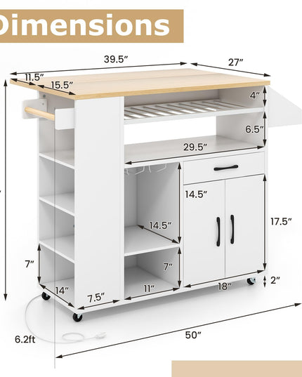 Giantex Rolling Kitchen Island Cart w/Drop Leaf