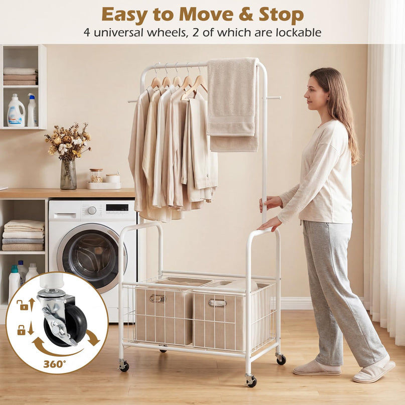 Giantex 35" Clothes Rack with Storage Basket