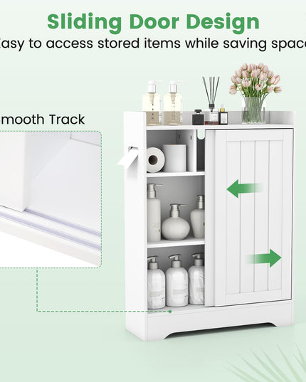 Giantex Bathroom Floor Cabinet w/2 Sliding Doors & Adjustable Shelves